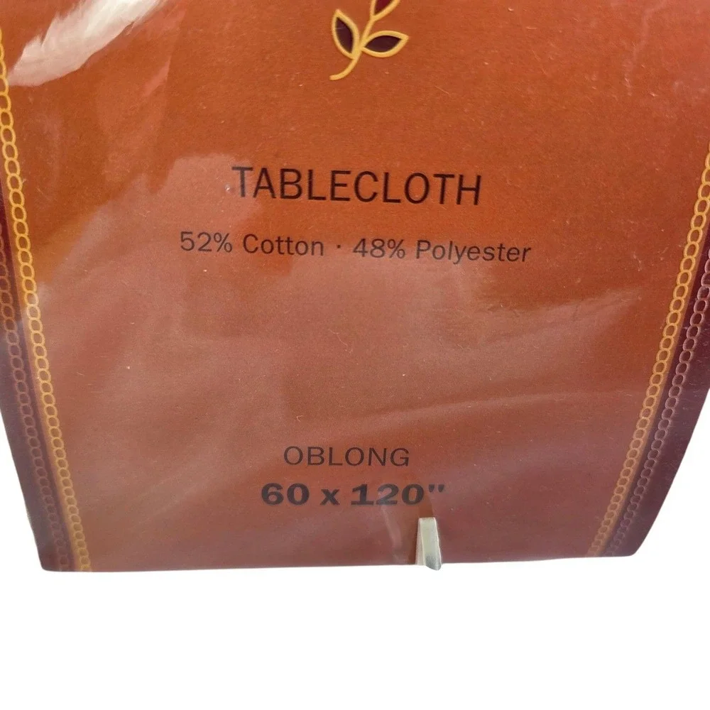 Autumn Harvest Tablecloth Gold 60 x 120 Damask Oblong Soil Release Home Decor Nw